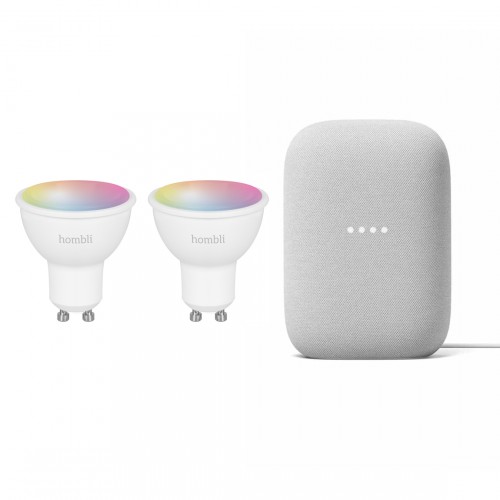 Google Nest Audio + Hombli Smart Spot GU10 Color 2-pack