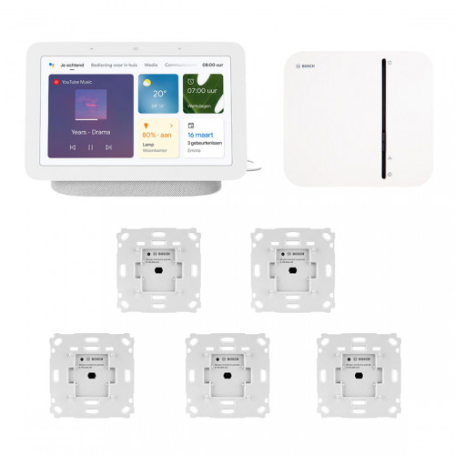 Bosch Smart Home - Starter Set Rolluikschakelaars 5-pack + Google Nest Hub (Gen. 2) 