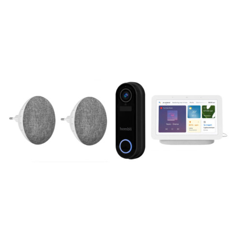 Hombli Smart Doorbell 2 2-pack + Doorbell Chime 2 + Nest Hub