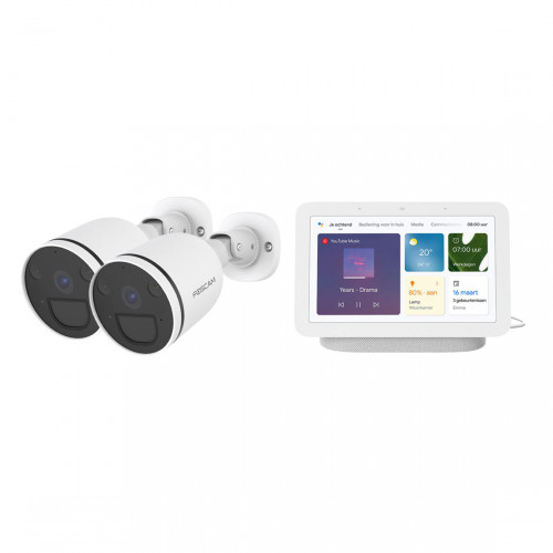 Foscam S41 4MP Wifi Outdoor Spotlight Camera 2-pack + Google Nest Hub (Gen. 2)