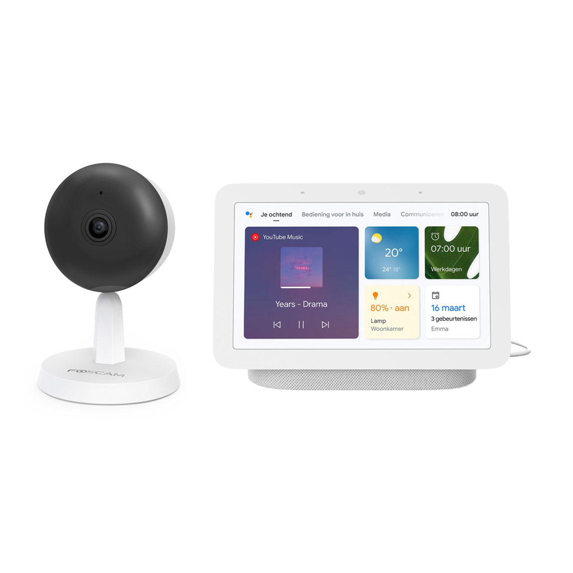 Foscam X4 -W Indoor Dual-Band 4MP Wifi Camera + Google Nest Hub (Gen. 2)