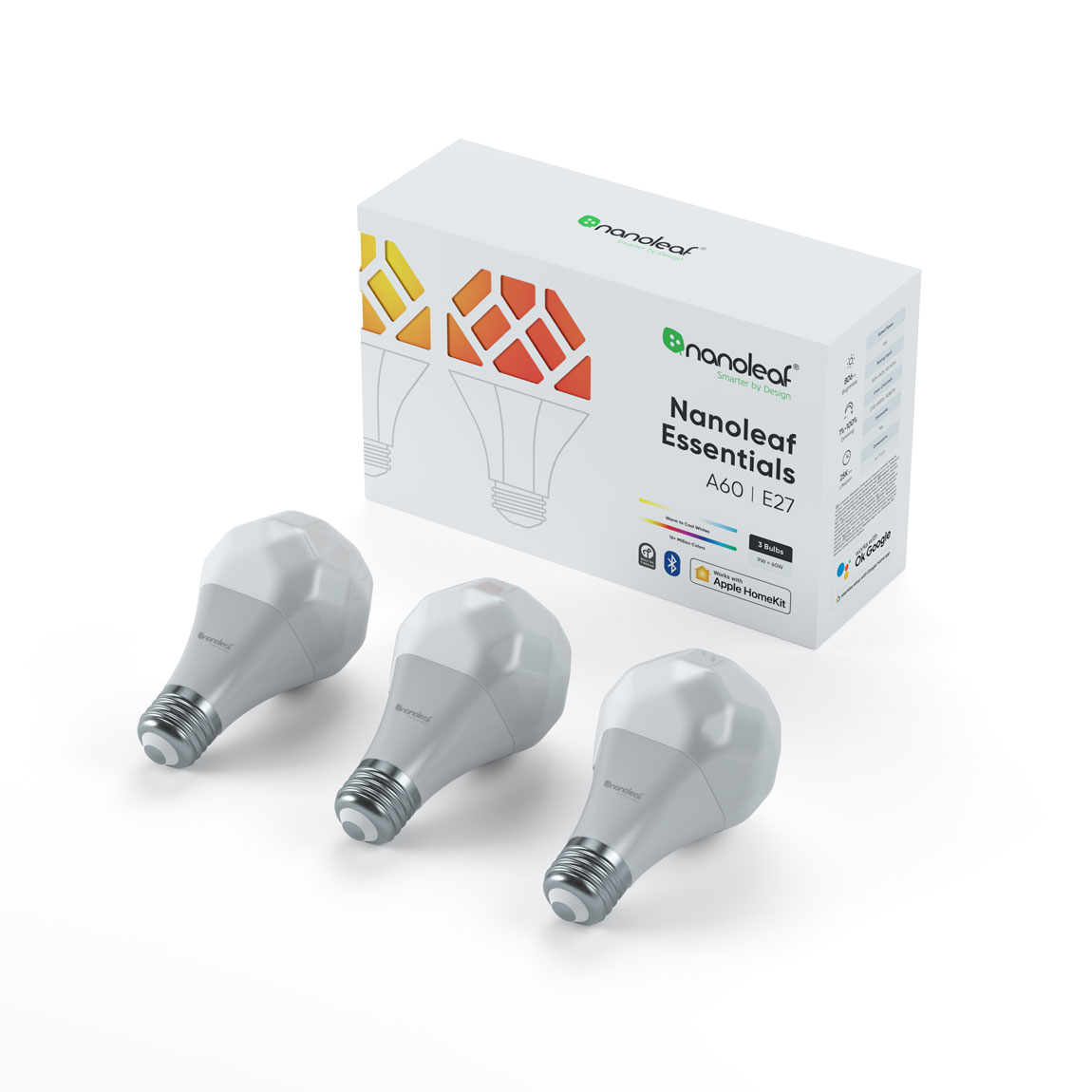 Nanoleaf Essentials E27 Color Smart Bulb 3-pack - Wit