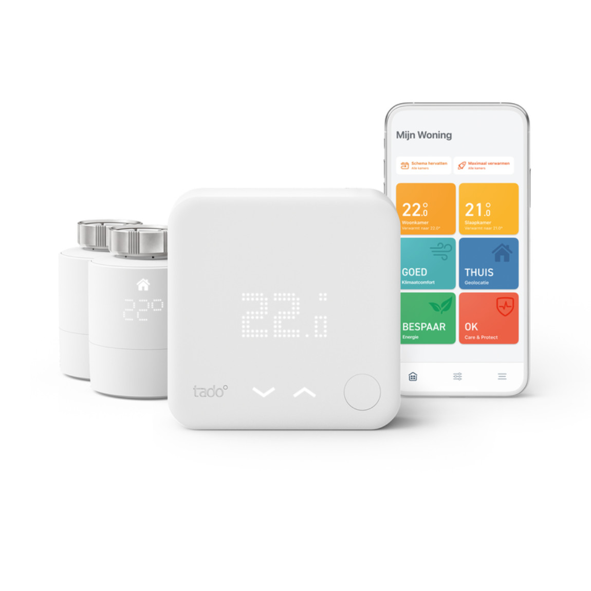 tado° V3+ Slimme Radiatorknop 2-pack + 1 Slimme Bedrade Thermostaat