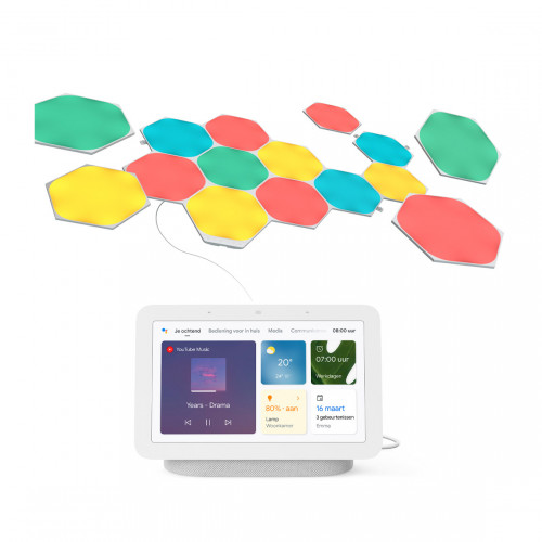 Nanoleaf Shapes Hexagons Starter Kit 15-pack + Google Nest Hub (Gen. 2)