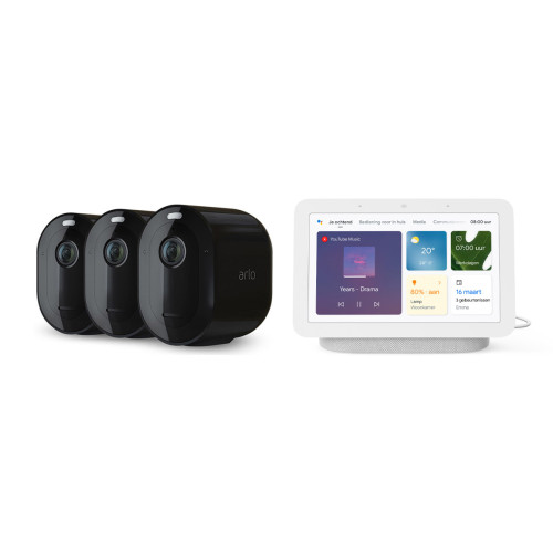 Arlo Pro 4 Spotlight Camera 3-pack + Google Nest Hub (Gen. 2) 