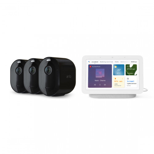 Arlo Pro 4 Spotlight Camera 3-pack + Google Nest Hub (Gen. 2) 