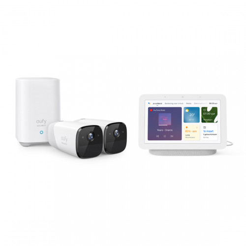eufyCam 2 Pro Kit 2+1 - 2x Camera's met HomeBase + Google Nest Hub (Gen. 2)