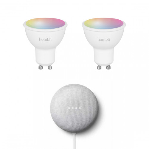 Google Nest Mini + Hombli Smart Spot GU10 Colour 2-pack