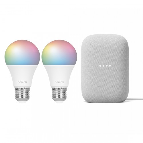 Google Nest Audio + Hombli Smart Bulb E27 Colour 2-pack